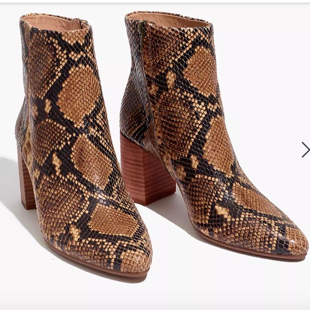 NWOT Madewell Snakeskin Fiona Boot in Snake Embossed Leather